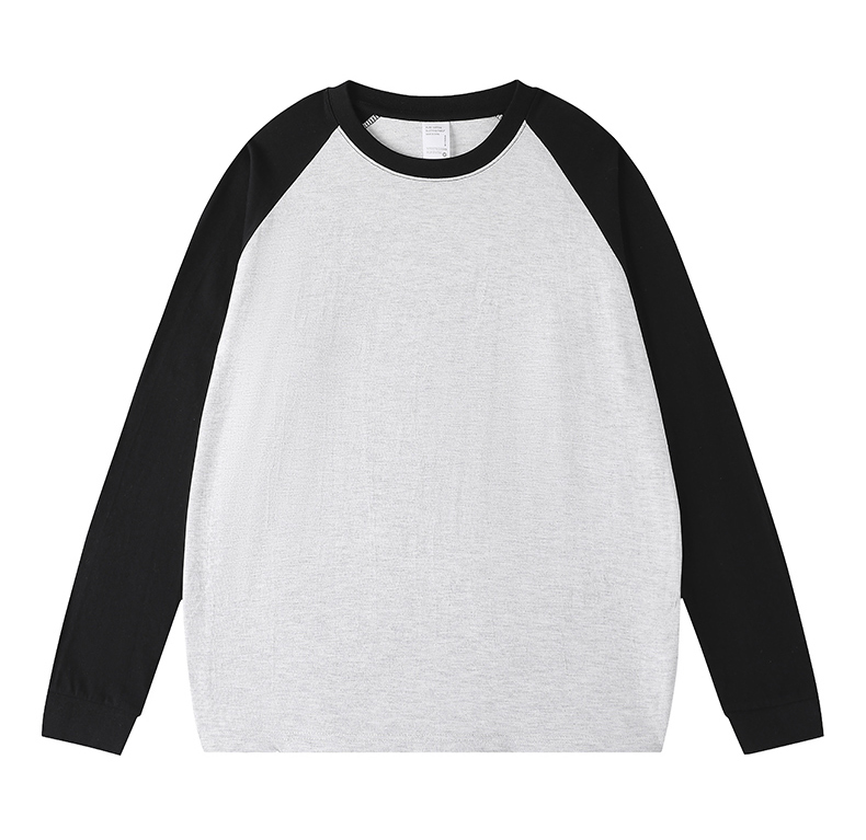 2025秋冬情侣款长袖T恤260克纯棉100%【多色拼接宽松款】