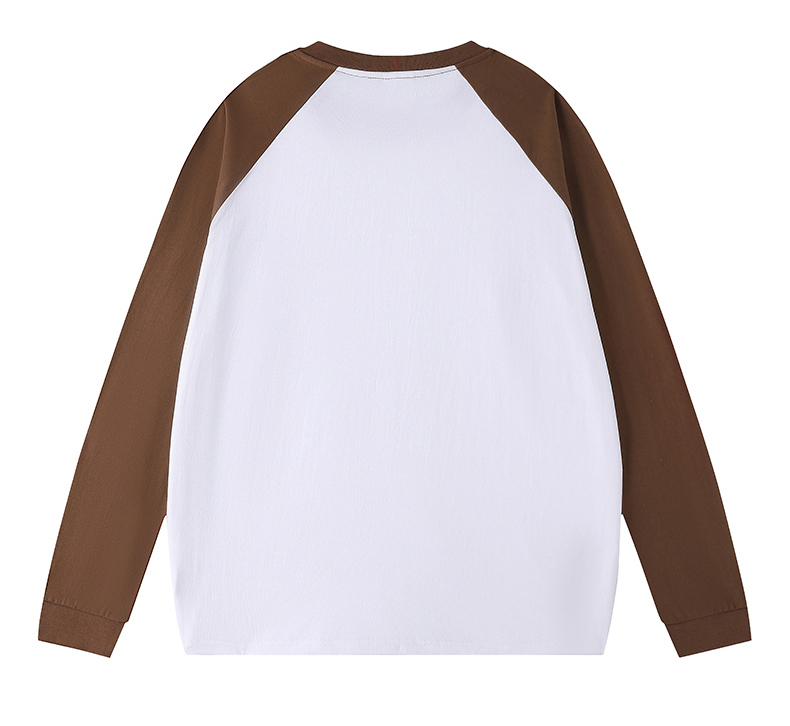 2025秋冬情侣款长袖T恤260克纯棉100%【多色拼接宽松款】