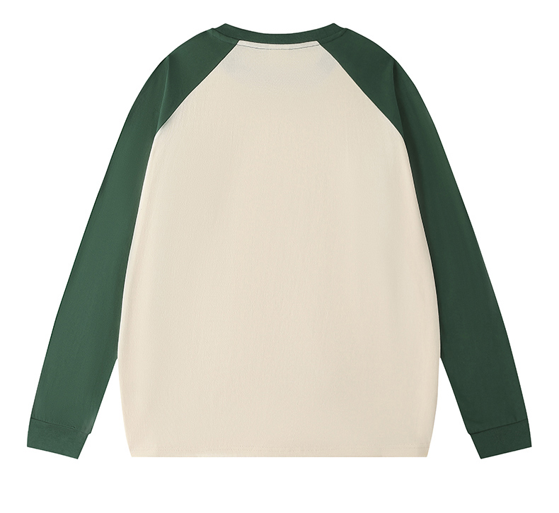 2025秋冬情侣款长袖T恤260克纯棉100%【多色拼接宽松款】