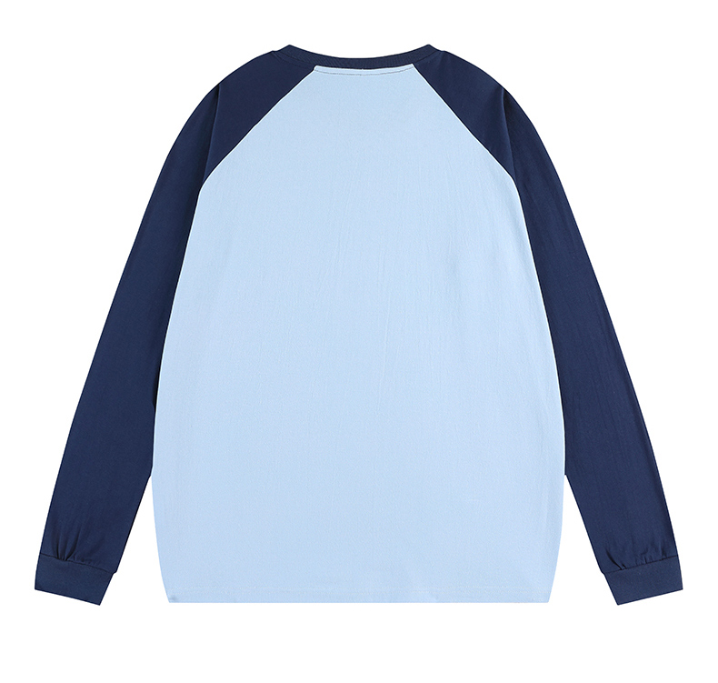 2025秋冬情侣款长袖T恤260克纯棉100%【多色拼接宽松款】