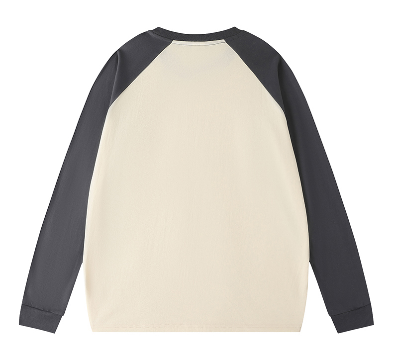 2025秋冬情侣款长袖T恤260克纯棉100%【多色拼接宽松款】