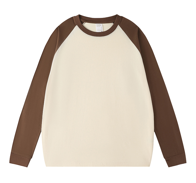 2025秋冬情侣款长袖T恤260克纯棉100%【多色拼接宽松款】