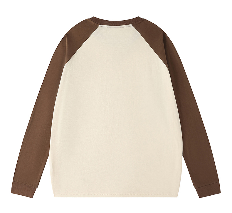 2025秋冬情侣款长袖T恤260克纯棉100%【多色拼接宽松款】