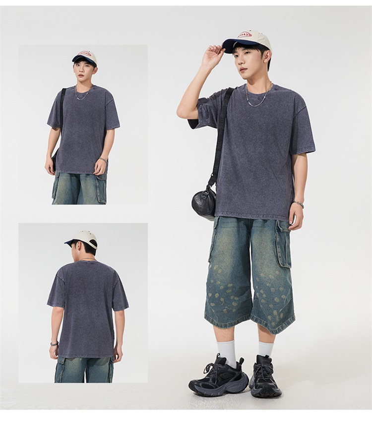 2025夏季情侣T恤230克精梳纯棉100%【水洗风格落肩款】