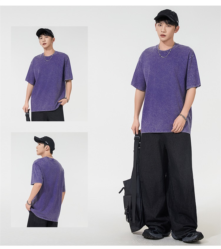 2025夏季情侣T恤230克精梳纯棉100%【水洗风格落肩款】