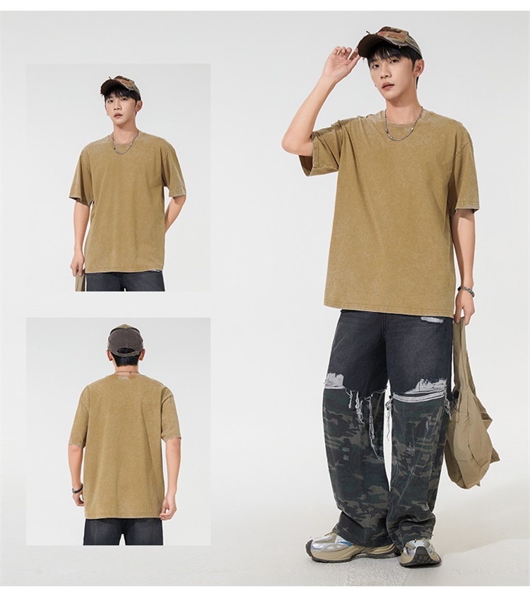 2025夏季情侣T恤230克精梳纯棉100%【水洗风格落肩款】