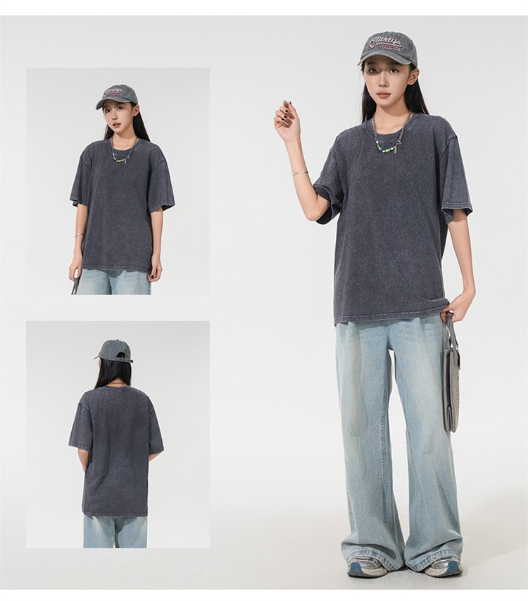 2025夏季情侣T恤230克精梳纯棉100%【水洗风格落肩款】