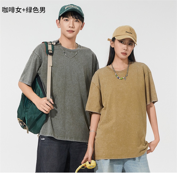 2025夏季情侣T恤230克精梳纯棉100%【水洗风格落肩款】