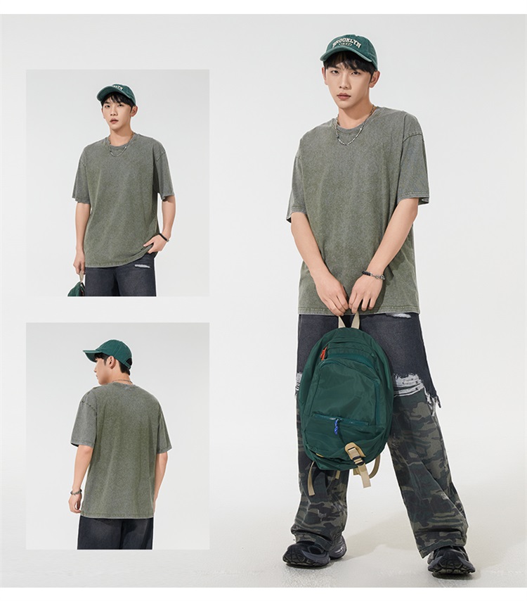 2025夏季情侣T恤230克精梳纯棉100%【水洗风格落肩款】