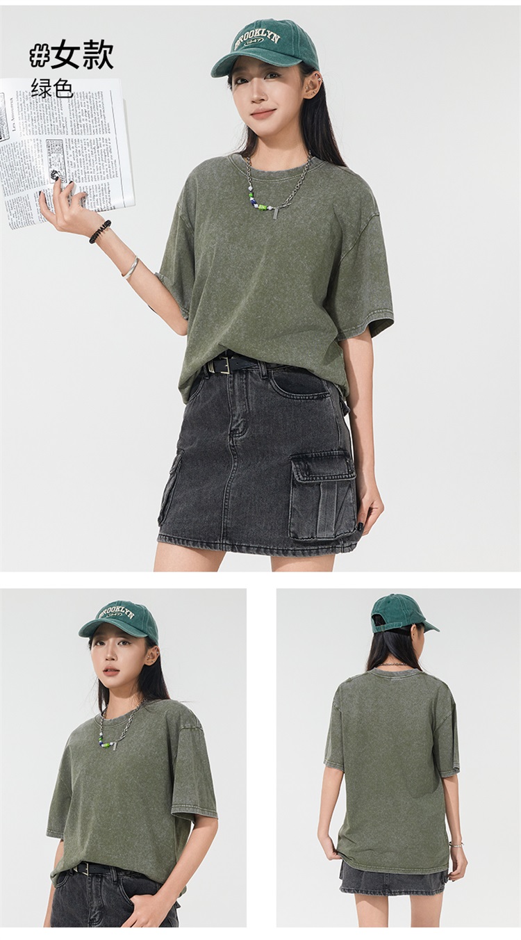 2025夏季情侣T恤230克精梳纯棉100%【水洗风格落肩款】