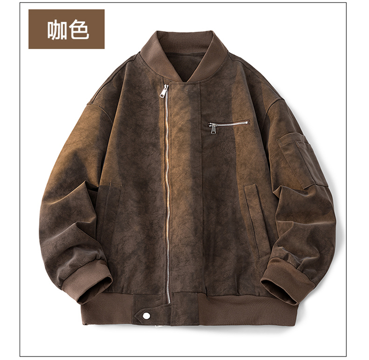 2025秋冬男款宽松时尚绒感皮夹克