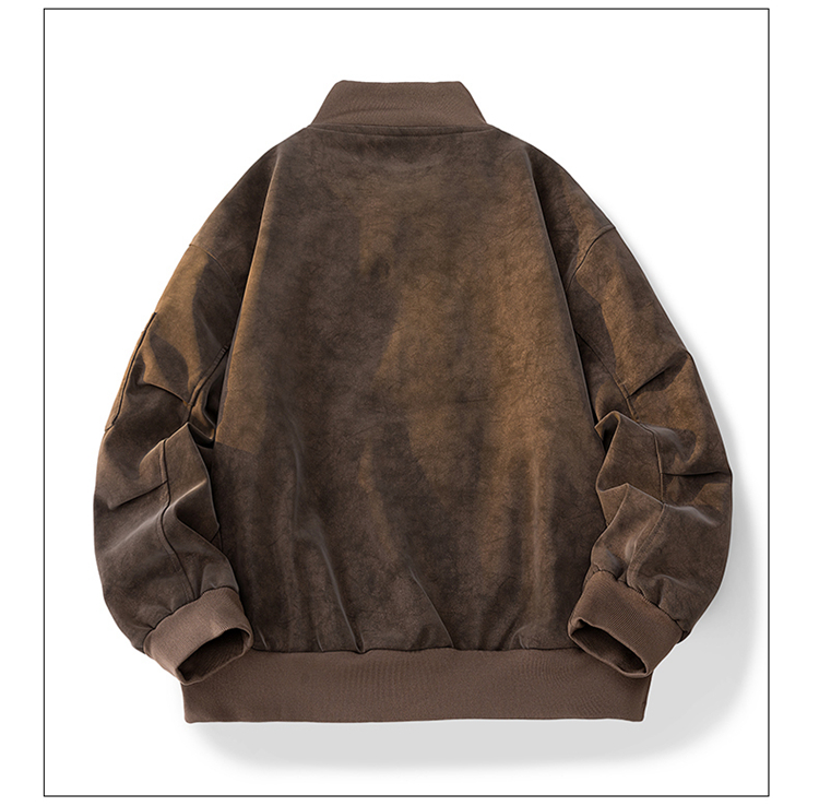 2025秋冬男款宽松时尚绒感皮夹克