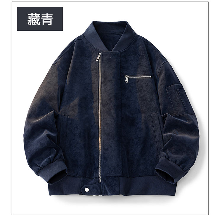 2025秋冬男款宽松时尚绒感皮夹克