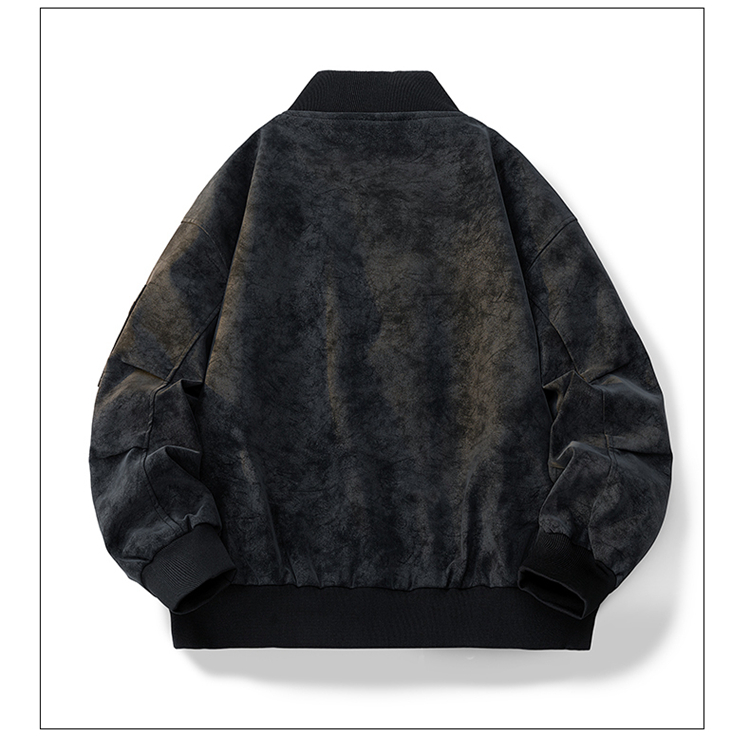 2025秋冬男款宽松时尚绒感皮夹克