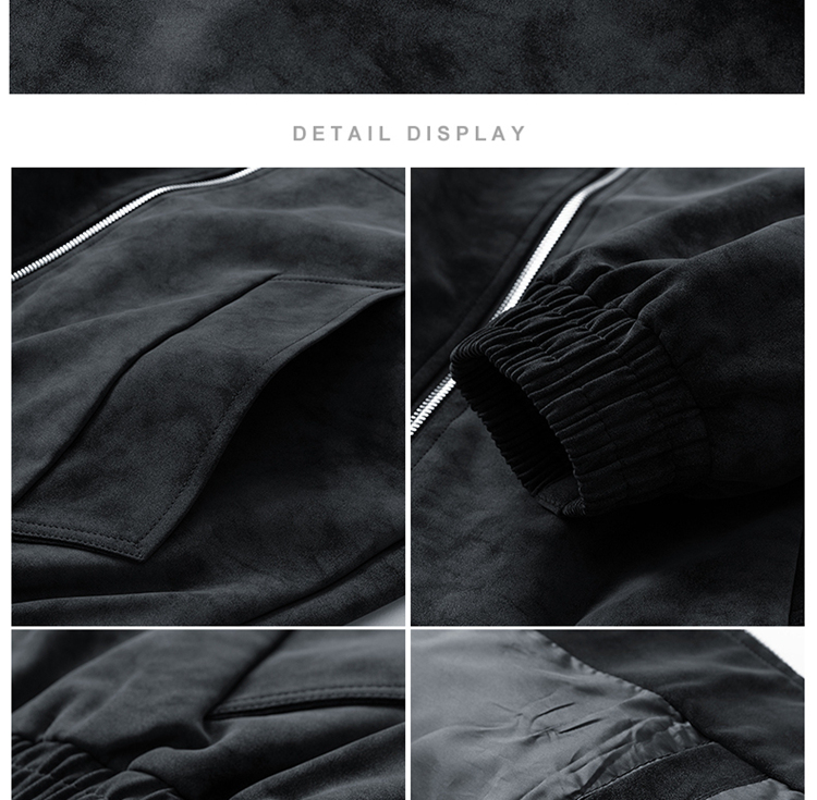 2025秋冬男款宽松时尚绒感皮夹克