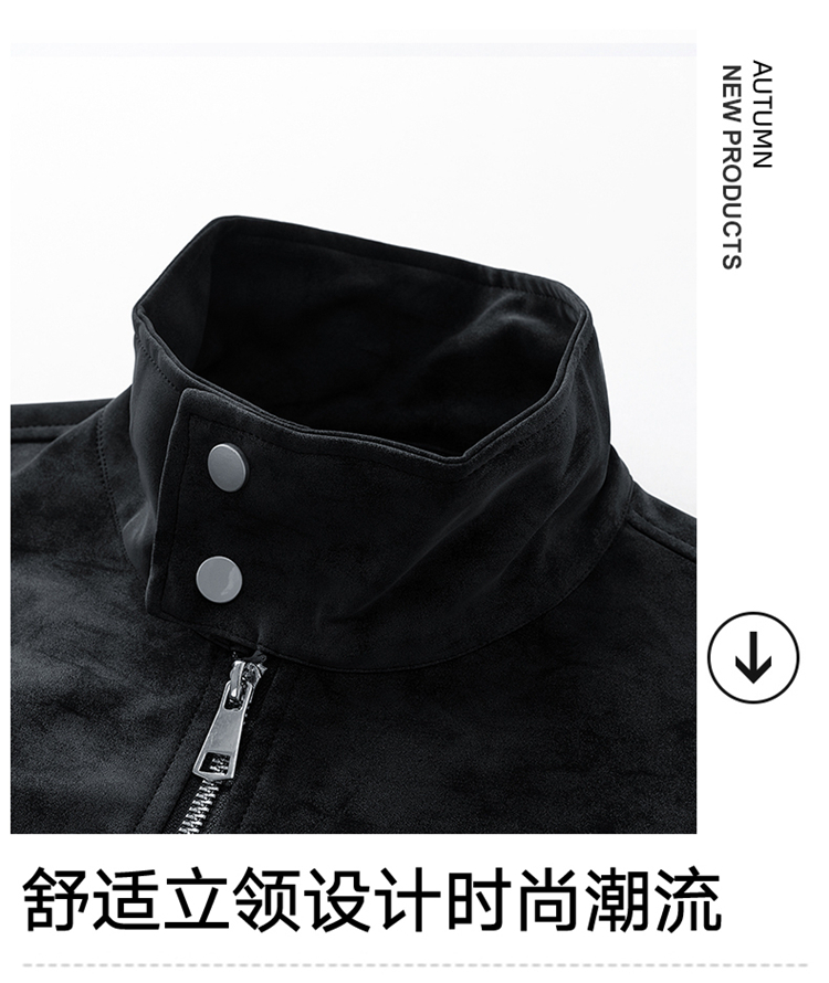 2025秋冬男款宽松时尚绒感皮夹克