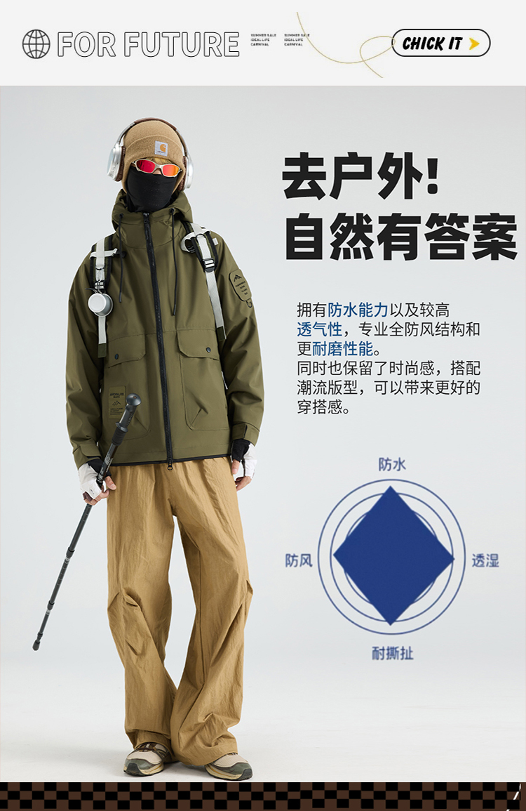 2025秋冬情侣款三合一冲锋衣两件套【26555外壳】