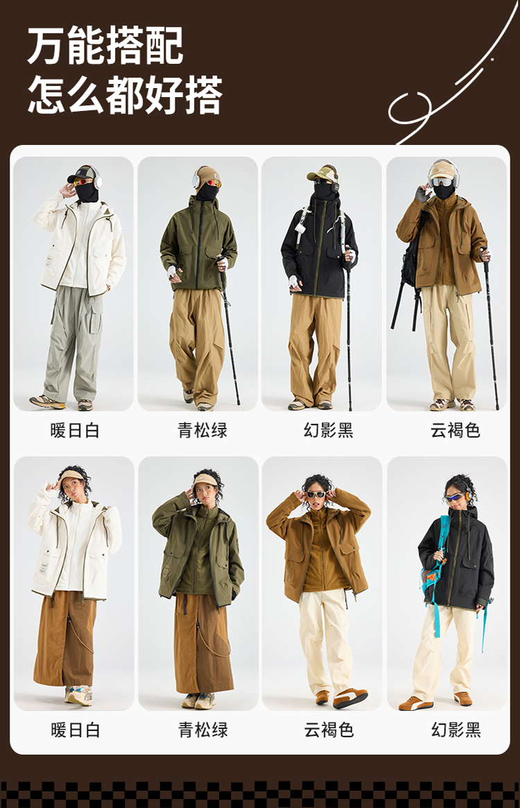 2025秋冬情侣款三合一冲锋衣两件套【26555外壳】