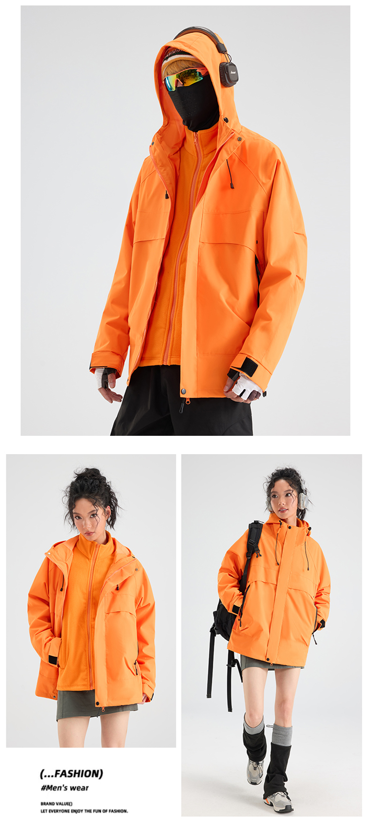 2025秋冬情侣款三合一冲锋衣两件套【26666外壳】