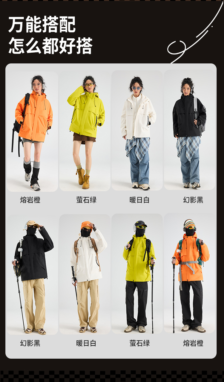 2025秋冬情侣款三合一冲锋衣两件套【26666外壳】