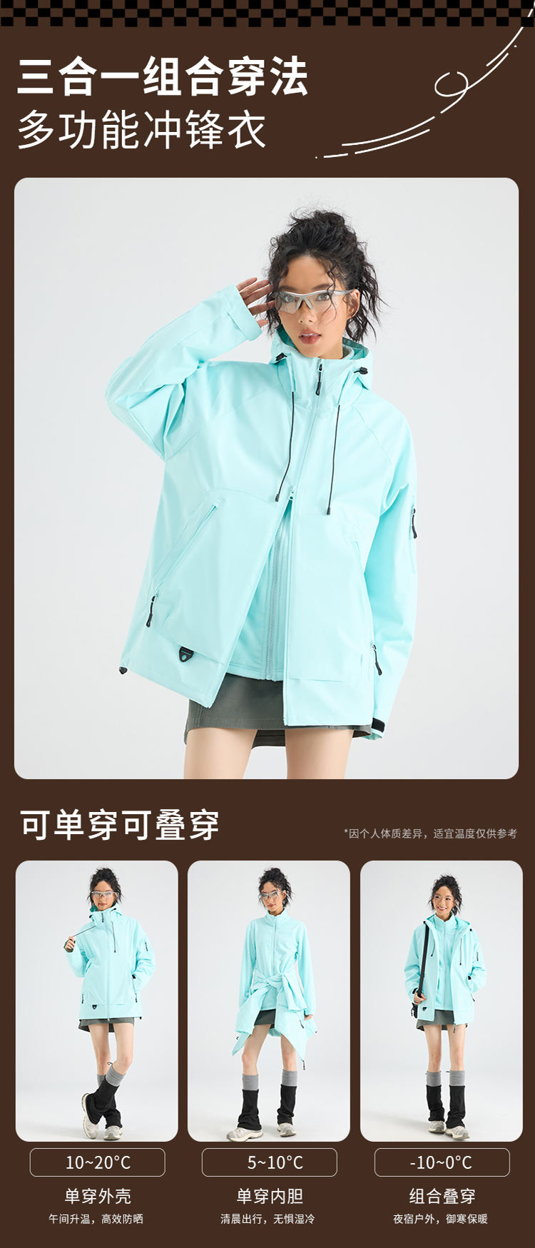 2025秋冬情侣款三合一冲锋衣两件套【26888外壳】
